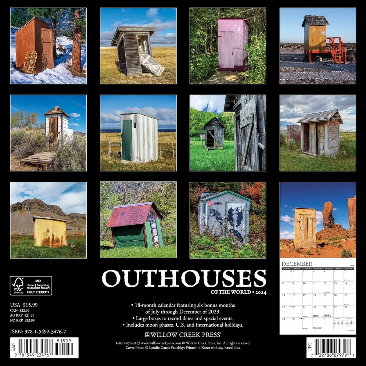 Outhouses 2024 12 X 12 Wall Calendar (UK IMPORT) 9781549234767 | eBay
