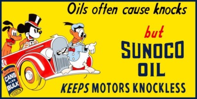 SUNOCO SUN Oil Company Disney Theme NEW Sign 18x36'' USA STEEL XL Size 8 lbs
