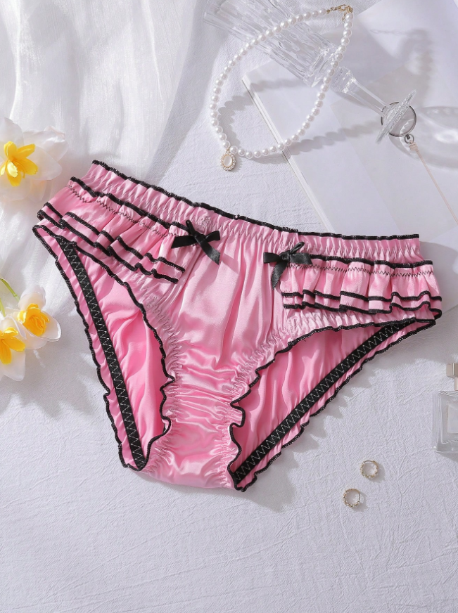 Japanese Kawaii Knickers Sissy Pink Ruffle Satin Bowknot Cute Sexy
