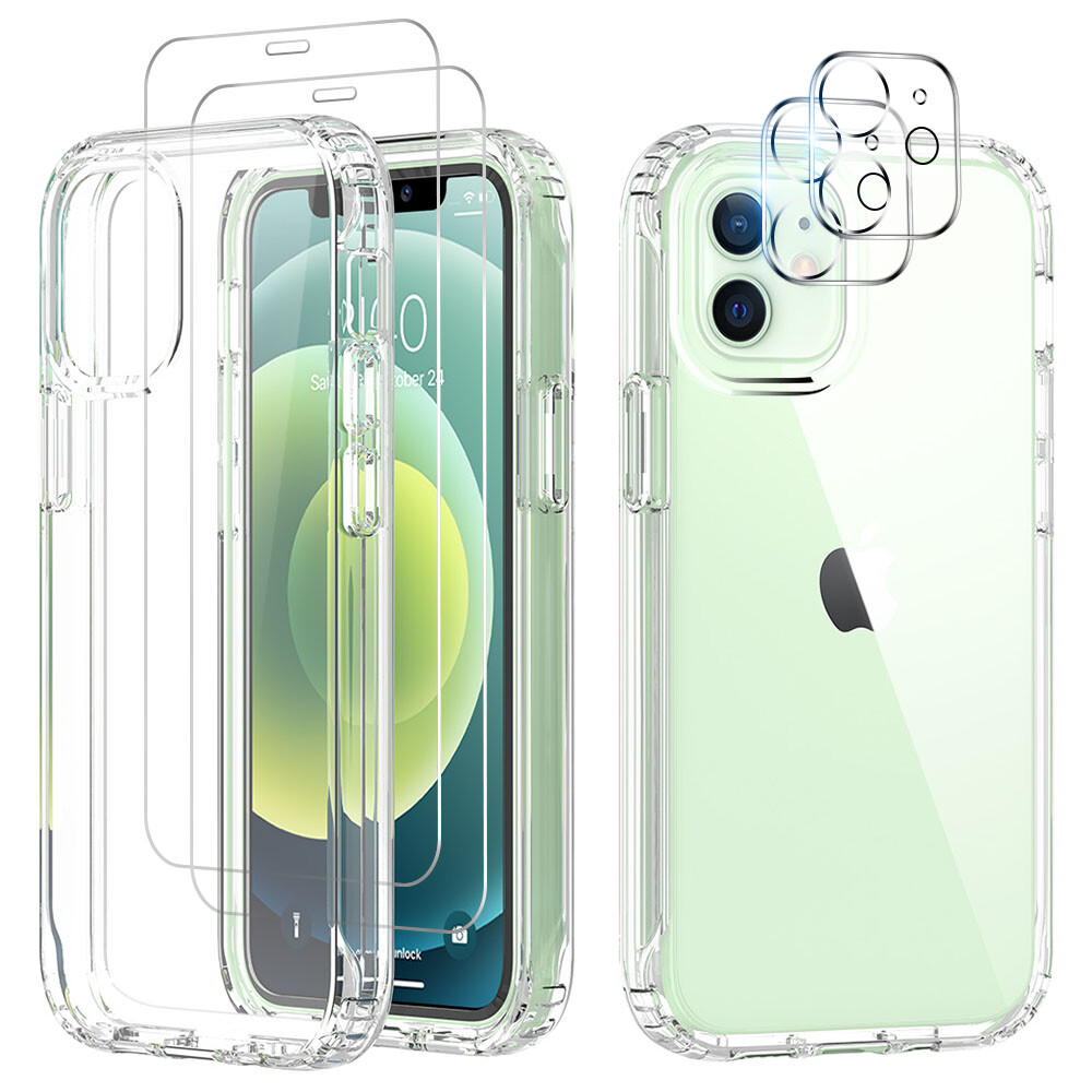 For iPhone 11/12/13/14 Pro Max Clear Case Cover+Screen Protector+Lens Protector