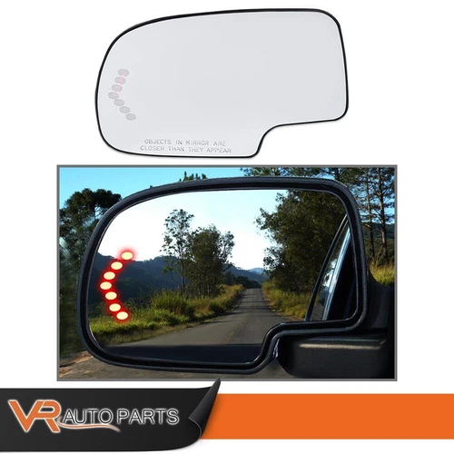 Mirror Glass Heated Turn Signal Driver Side LH fit for 03-07 Chevy GMC Cadillac