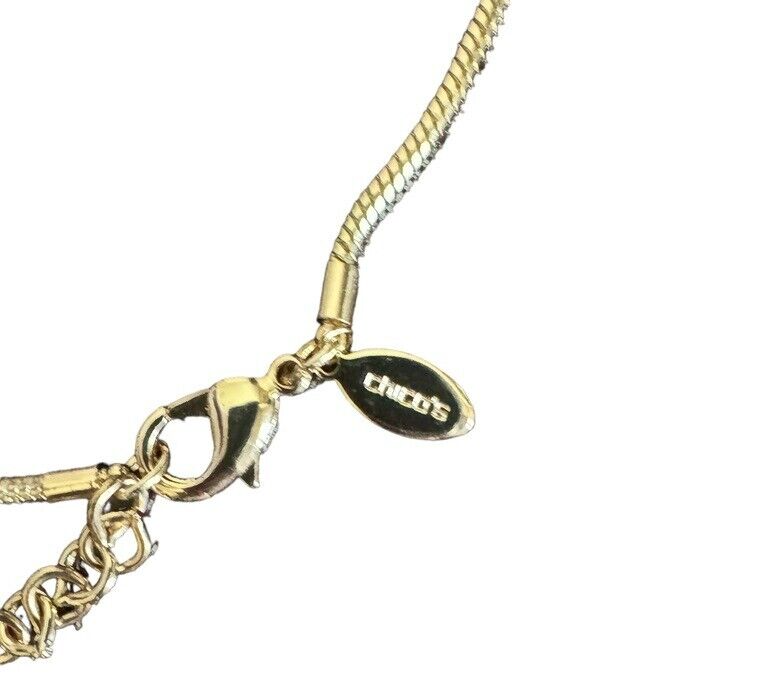 Chicos VTG Necklace Statement Gold Tone Chunky Lobster Claw  display picture 2