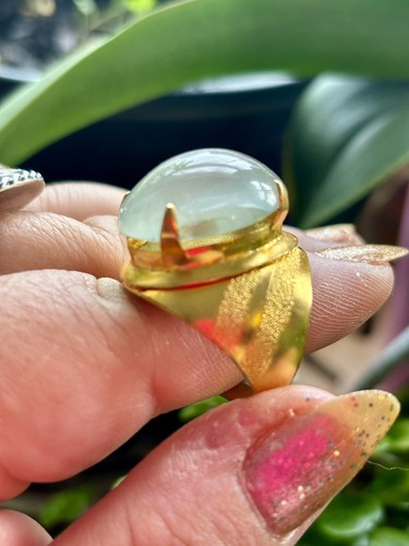 Magischer Hexenring Mondstein Größe 10 gemischtes Metall italienische Hexe Familie Erbstück - Bild 4 von 8