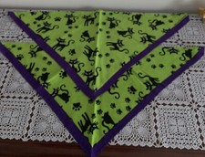 Set of Two Halloween Black Cat Dog Bandanas MEDIUM LARGE Tie On Scarf Green
