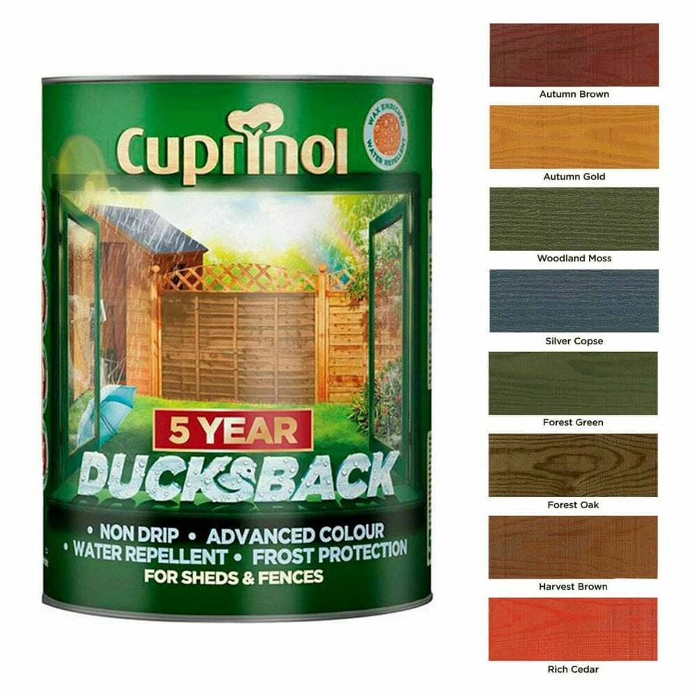 Cuprinol DUCKSBACK Fence Paint All Colours 5 Year Wood Protection 5 Litre