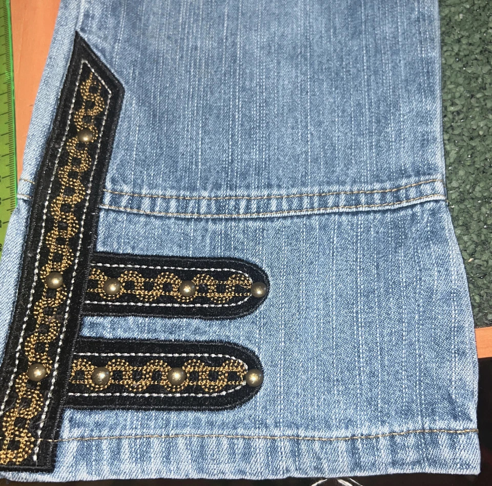 Jeans Vintage Mary Kate And Ashley Niñas Talla 7 Bordados Floral Corte Bota Foto 3 de 4