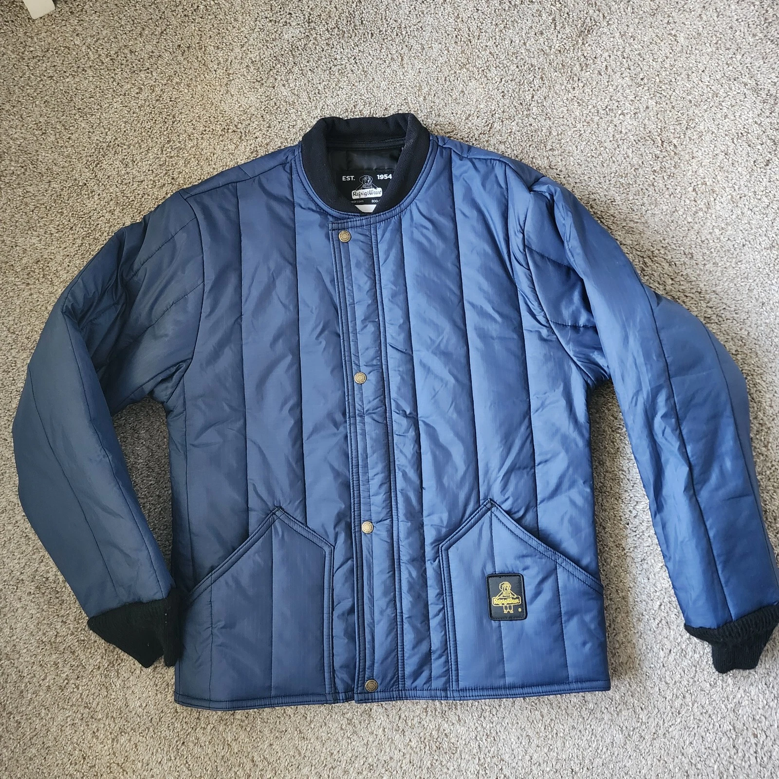 REFRIGIWEAR MEN'S INSULATED JACKET 0525R BLUE SIZE MEDIUM EUC