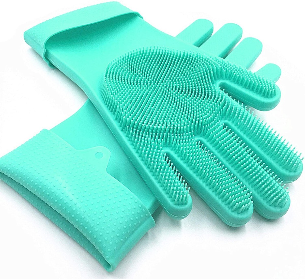 Magic Silicone Reusable Scrubber Glove Cleaning Kitchen Blue Sponge 826000