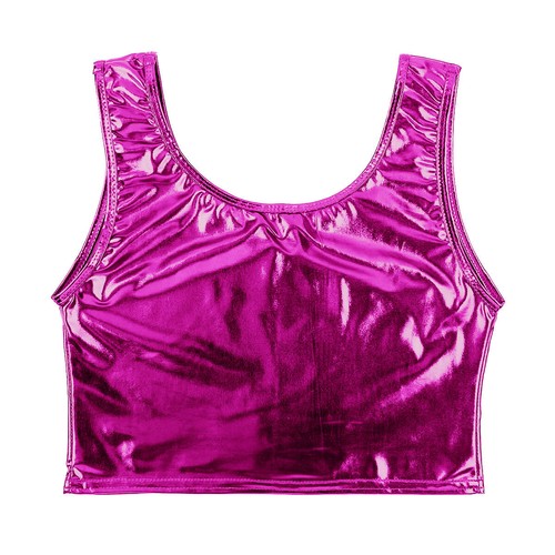 Mujeres Camiseta corta metálica sin mangas Rave Festival Baile Camiseta sin mangas Prendas para club nocturno - Imagen 42 de 114