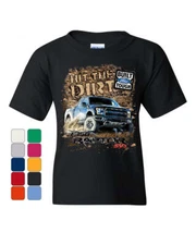 Hit The Dirt Built Ford Tough Youth T-Shirt F-150 Raptor Pickup Truck Kids Tee