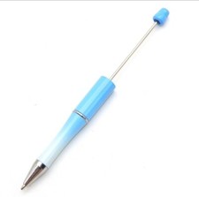 5 pc. Set Plastic Beadable Pens, blue gradient glitter finish black ink pen