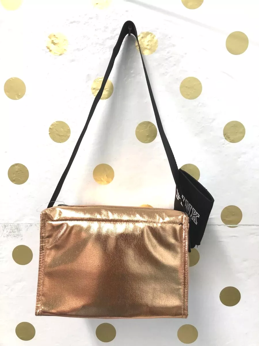 Black And Rose Gold Insulated Lunch Bag 10 X 8 X 4