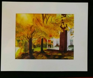 Original-watercolor-painting-signed-034-BURTON-RAYS-034-11X14-034-tree-20-034-x16-034-mat-by-JCK