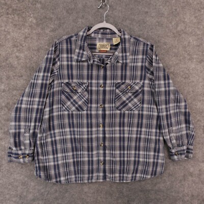 C.E. Schmidt Workwear Shirt Womens 1X Fit For Her Long Sleeve Navy Plaid