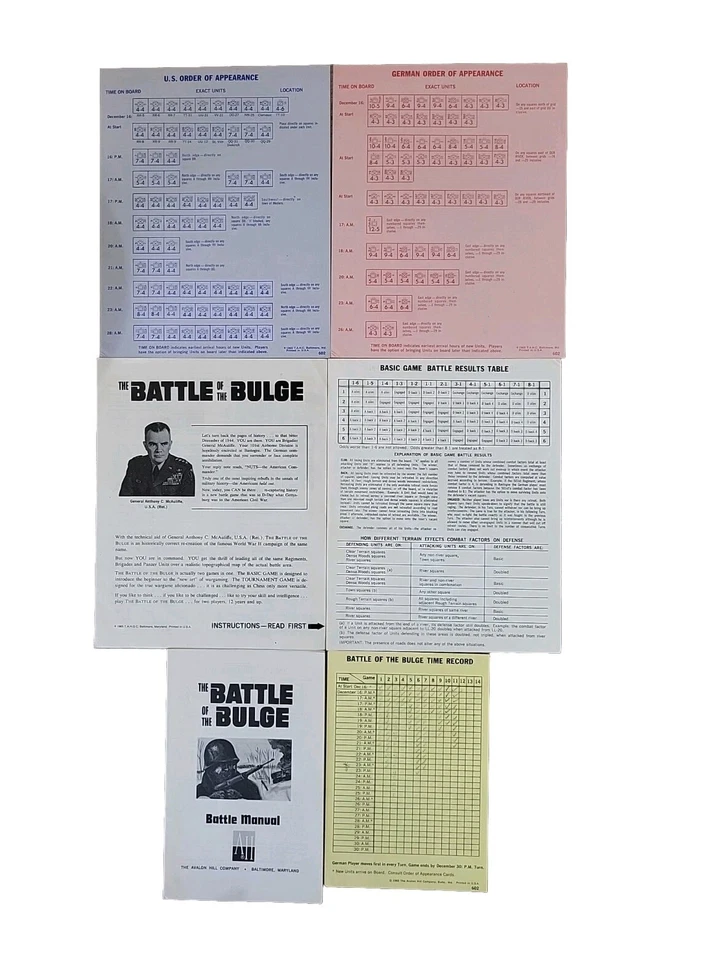 THE BATTLE OF THE BULGE WWII Ardennes Battle Game by Avalon Hill 1965 Board Game - Image 3 of 4