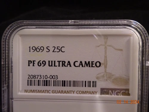 1969-S Washington Clad Proof Quarter, NGC PF69 Ultra Cameo
