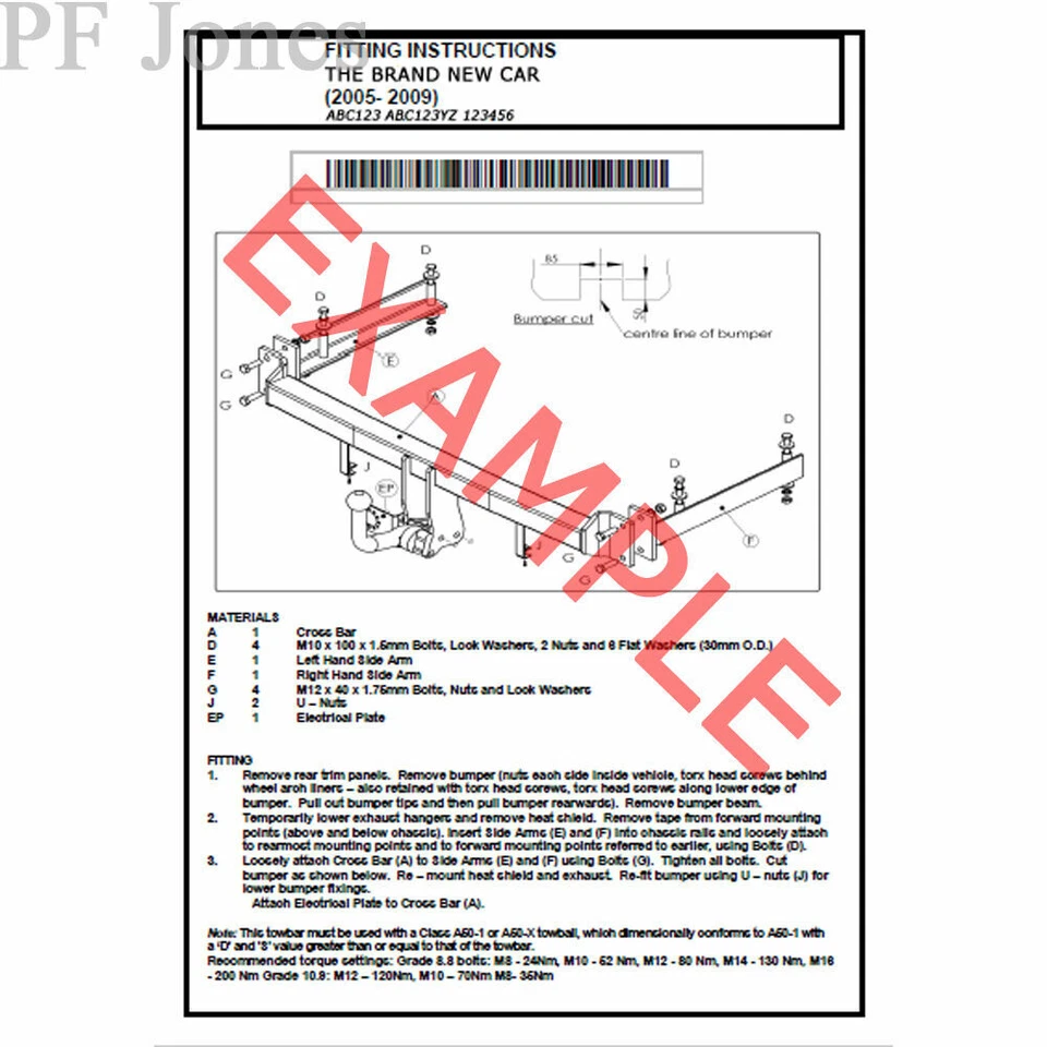 Barra de remolque Tow-Trust para Fiat Stilo Sportswagon 2003-2007 - Barra de remolque con brida Foto 4 de 4