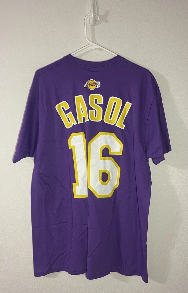 NWT Mitchell & Ness Lakers Pau Gasol No 16 Purple T Shirt Size XL - Image 4 of 4