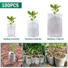 100PCS Biodegradable Plant Grow Bags Non-woven Fabric Nursery Bag Seedling Pot