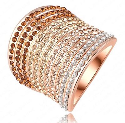  Damen Ring Fingerring Weihnachten Gradient österreichischen Kristall Gr 17(6)