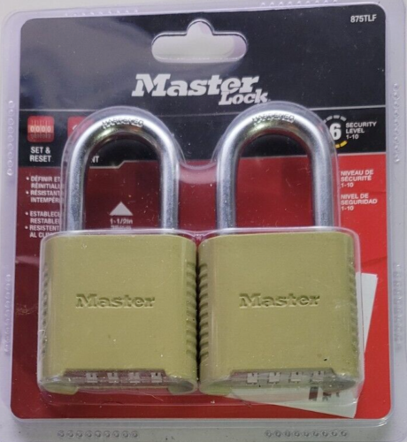 Master Lock Outdoor Combination Lock, 1-1/2 in. Shackle, Resettable, 2 Pack