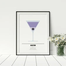 Cocktail Print Aviation Cocktail Lover Art Gift For Drinker Kitchen Wall Art