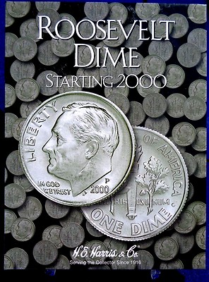 H.E. Harris Roosevelt Dime Starting 2000 Coin Folder, Album Book #2941