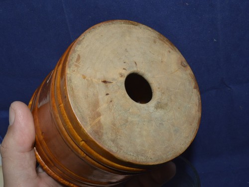 ANTIQUE BOX primitive case Karelian Birch wood Maple cap Art Nouveau glass vtg - Picture 9 of 16