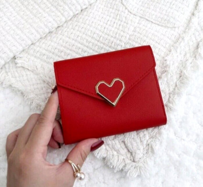 GELDBÖRSE CASUAL HERZ DAMEN KUNSTLEDER ROT GELDBÖRSE GELDBÖRSE NEU WALLET