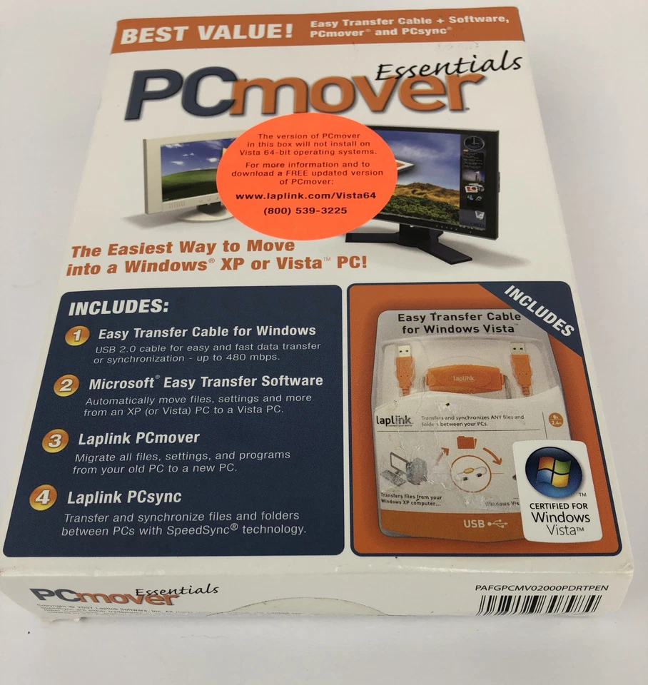 Laplink PC Mover Essentials ( CD , Transfer Cable , Quick Start Guide ) PCmover - Image 2 of 4
