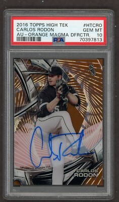 2016 Topps High Tek Orange Magma DFRCTR Carlos Rodon /25 Auto PSA 10 Pop 1