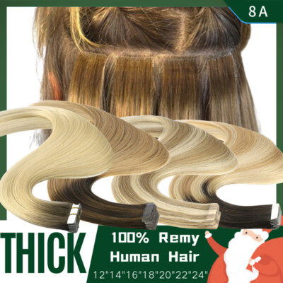 CLEARANCE Tape In Russian Remy Human Hair Extensions Skin Wefts 100PCS Full Head