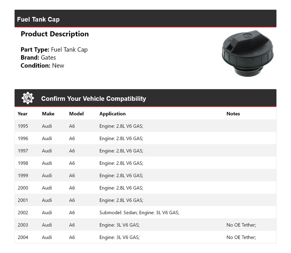 Tapa depósito puertas para Audi A6 1995-2004 1996 1997 1998 1999 2000 2001 2002 Foto 2 de 4