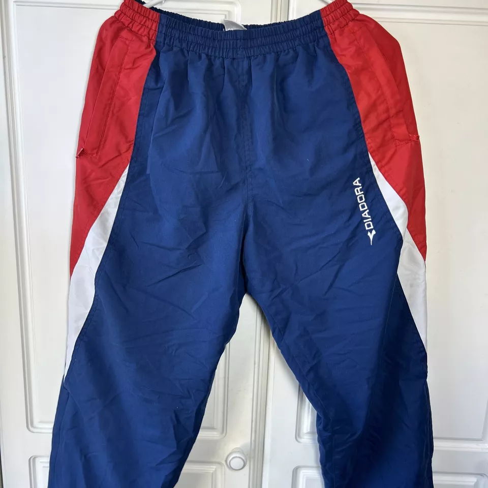 Vtg DIADORA Sweatpants Soccer Football Polyester Zipper Ankles Lined Size Med - Image 4 of 4