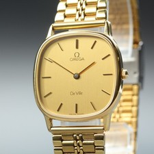 OMEGA De Ville w/ Paper Men's Watch Vintage 1984 Quartz Cal.1434 Gold 30mm Exc+5