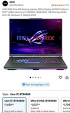 2024 ASUS ROG Strix G614JV i7 RTX 4060 32GB RAM 2TB SSD Win11 Gaming Laptop