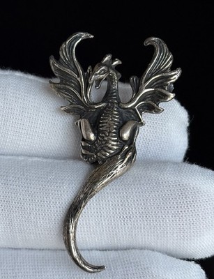 Dragon Pendant Sterling Silver 925 Phoenix Dragon 2  Unisex AMAZING Wear 2 Ways