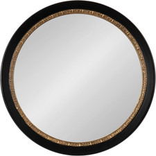 Gold Ornate Round Mirror with Carved Detail 26"