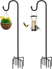84" Shepherds Hooks for Outdoor, Heavy Duty Garden Bird Feeder 84 Inch, Black 