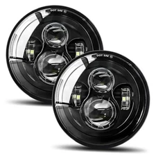 UNI-SHINE 2pcs Projector 7 Inch LED Headlights Hi/Lo Beam 7’’ Black (no halo)