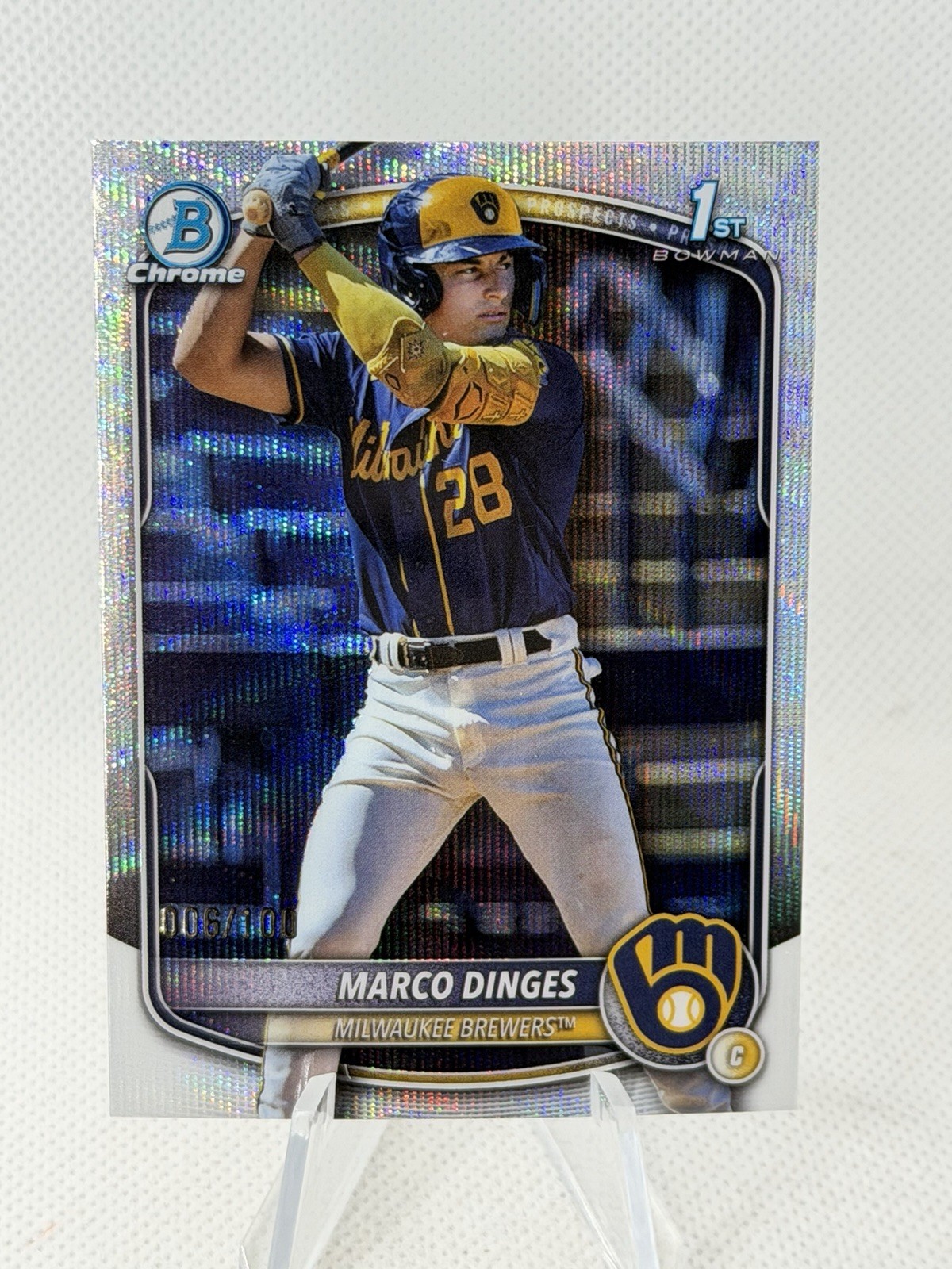 Marco Dinges - 2025 Bowman Chrome #BCP-183 Wave Refractor /100 1st Bowman