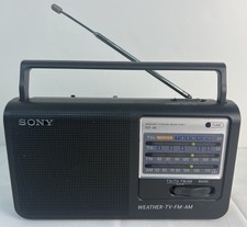 Sony ICF-36 Weather TV FM AM 4-Band Portable Radio Tested  Working AC Cord-Vtg