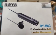 BOYA BY-M8C Phantom Power Clip-On Cardioid 3 Pin XLR Lavalier Microphone Open bo