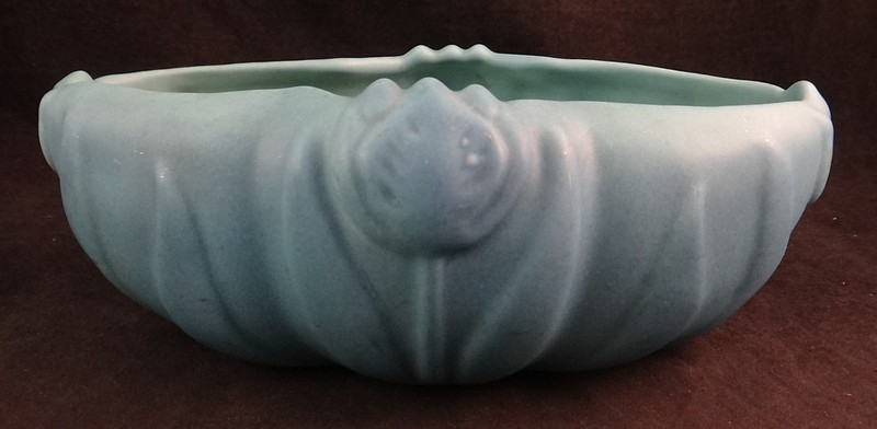 Mid-c. Van Briggle Pottery Lotus Bowl, Ming Blue.
