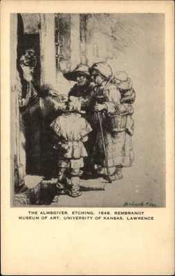 Rembrandt Etching The Almsgiver vintage art postcard c229 | eBay