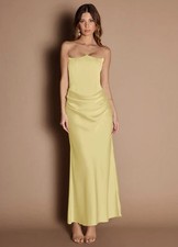 Azazie Debby Lemon Sorbet Maxi Strapless Dress