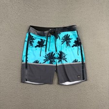 RIP CURL Mirage Board Shorts Mens Size 33 Multicolor Palm Tree Surfer Beach Dad