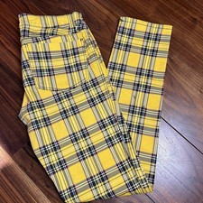 Vintage Tripp NYC Daang Goodman Yellow Plaid Punk Goth Rocker Pants 90s Sz 30