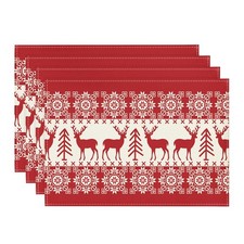 Christmas Decorations Tree Reindeer Snowflakes Placemats Xmas Gift 4PCS 12"x18"