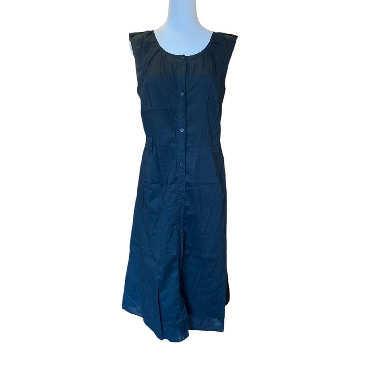 Old Navy Sleeveless Button Down Maxi Dress Black Cotton Womens Size Large